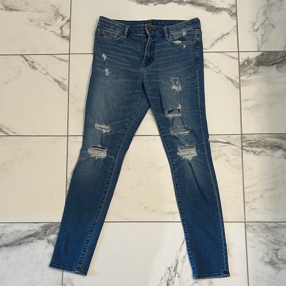 Abercrombie & Fitch Distressed Blue Skinny Jeans